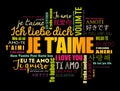 Je tÃ¢â¬â¢aime (I Love You in French) in different languages